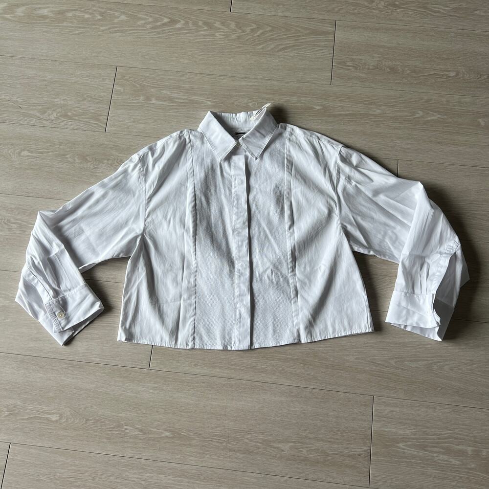 Madewell Straight Hem Shirt Blouse Small White FLAWS